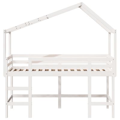 vidaXL Lit superposé et échelle et toit blanc 80x200cm bois pin massif