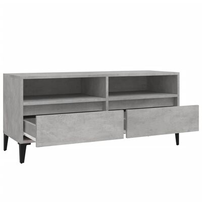 vidaXL Meuble TV gris béton 100x34,5x44,5 cm bois d'ingénierie