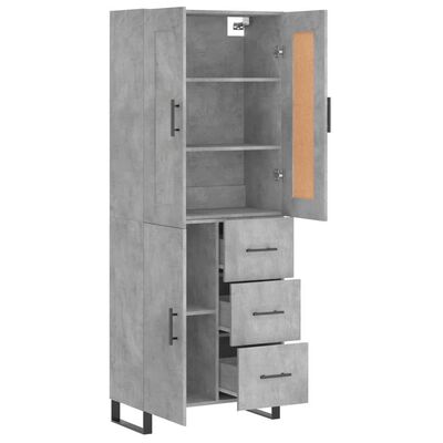 vidaXL Buffet haut Gris béton 69,5x34x180 cm Bois d'ingénierie