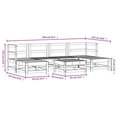 vidaXL Salon de jardin 7 pcs bois de pin imprégné