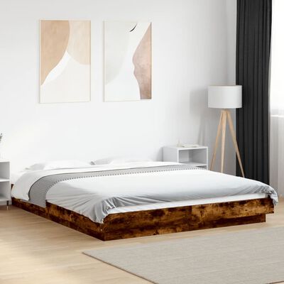 vidaXL Cadre de lit sans matelas chêne fumé 150x200 cm