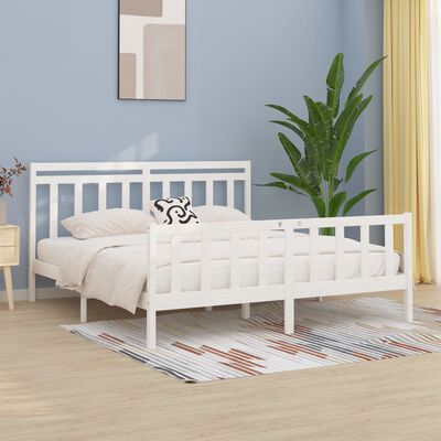 vidaXL Cadre de lit sans matelas blanc bois massif de pin 180x200 cm