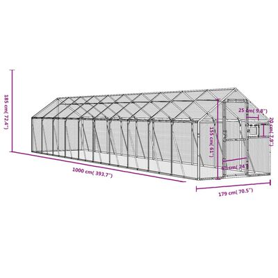 vidaXL Volière argenté 1,79x10x1,85 m aluminium