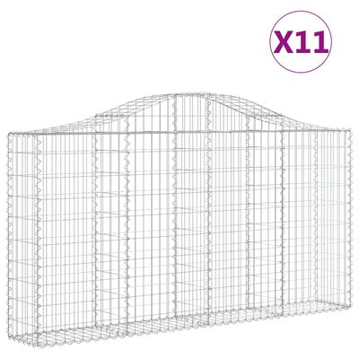 vidaXL Paniers à gabions arqués 11 pcs 200x30x100/120 cm Fer galvanisé