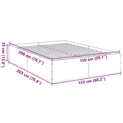 vidaXL Cadre de lit sans matelas chêne marron 150x200 cm