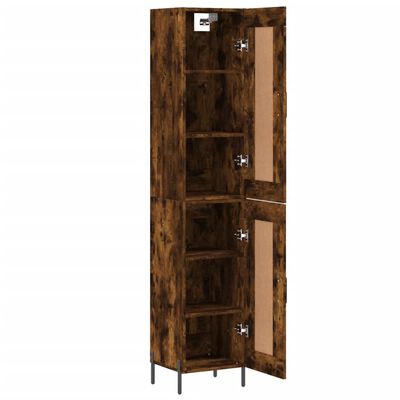 vidaXL Buffet haut Chêne fumé 34,5x34x180 cm Bois d'ingénierie