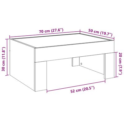 vidaXL Table basse avec LED infini chêne sonoma 70x50x30 cm