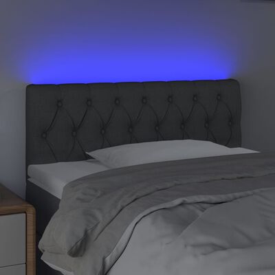 vidaXL Tête de lit à LED Gris foncé 100x7x78/88 cm Tissu