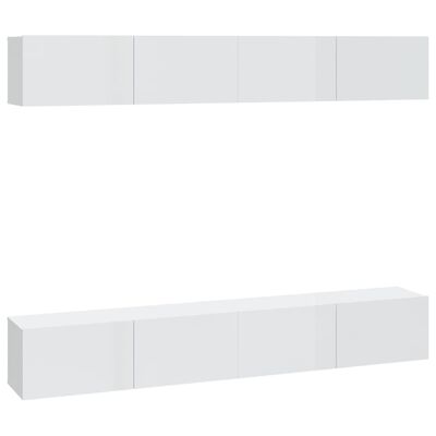 vidaXL Meubles TV muraux 4 pcs Blanc brillant 100x30x30 cm