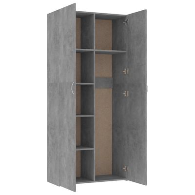 vidaXL Armoire de rangement gris béton 80x35,5x180cm bois d'ingénierie