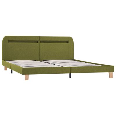 vidaXL Cadre de lit avec LED sans matelas vert tissu 160x200 cm