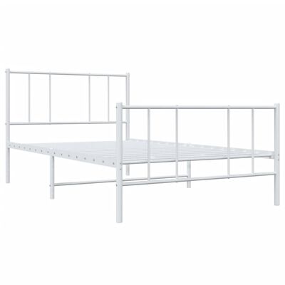 vidaXL Cadre de lit métal sans matelas et pied de lit blanc 100x200 cm