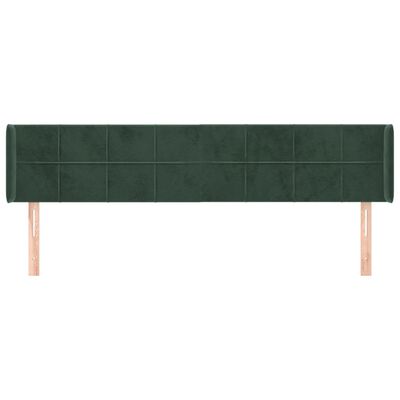 vidaXL Tête de lit avec oreilles Vert foncé 203x16x78/88 cm Velours