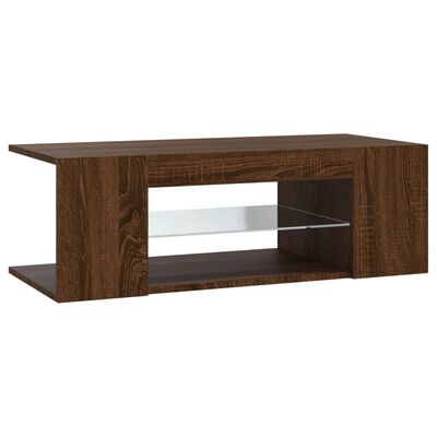 vidaXL Meuble TV avec lumières LED Chêne marron 90x39x30 cm