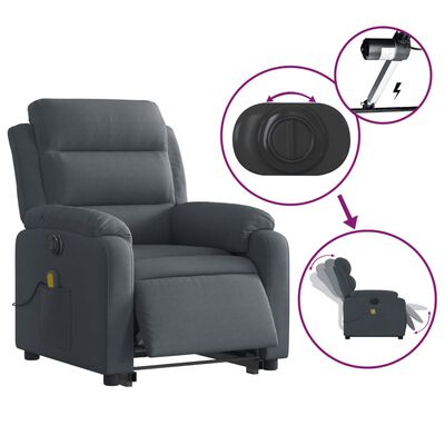 vidaXL Fauteuil inclinable de massage électrique gris foncé velours