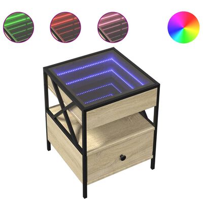 vidaXL Table basse avec LED Infinity chêne sonoma 40x40x51 cm