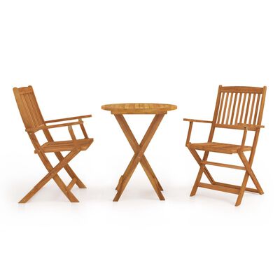 vidaXL Ensemble à manger de jardin pliable 3 pcs Bois d'acacia solide