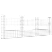 vidaXL Panier de gabion en forme de U avec 4 poteaux Fer 380x20x150 cm