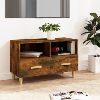 vidaXL Meuble TV Chêne fumé 80x36x50 cm Bois d'ingénierie