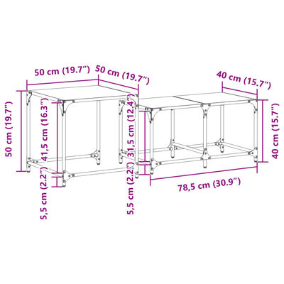 vidaXL Tables basses gigognes 2 pcs dessus en verre transparent acier