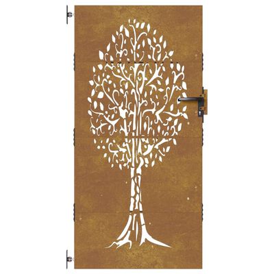 vidaXL Portail de jardin 85x200 cm acier corten conception de l'arbre