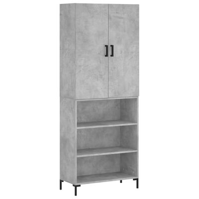 vidaXL Buffet haut Gris béton 69,5x34x180 cm Bois d'ingénierie