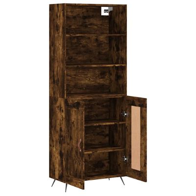 vidaXL Buffet haut Chêne fumé 69,5x34x180 cm Bois d'ingénierie