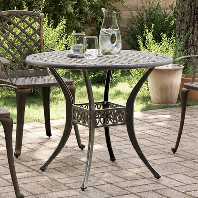 vidaXL Table de jardin bronze Ø90x75 cm aluminium coulé