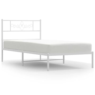 vidaXL Cadre de lit métal sans matelas avec tête de lit blanc 90x190cm