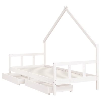 vidaXL Cadre de lit enfant tiroirs blanc 90x200 cm bois de pin massif