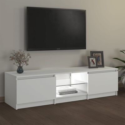 vidaXL Meuble TV avec lumières LED blanc 140x40x35,5 cm