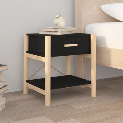 vidaXL Tables de chevet 2 pcs Noir 42x38x45 cm Bois d’ingénierie