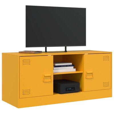 vidaXL Meuble TV jaune moutarde 99x39x44 cm acier