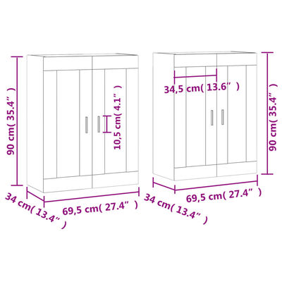 vidaXL Armoires murales 2 pcs blanc brillant bois d'ingénierie