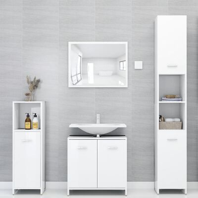 vidaXL Ensemble de meubles de bain 3pcs Blanc brillant Bois ingénierie