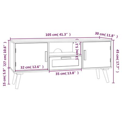 vidaXL Meuble TV avec portes 105x30x45 cm bois d'ingénierie