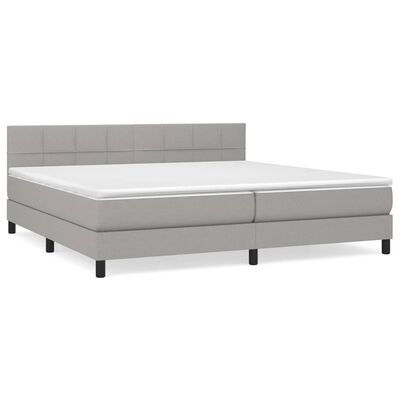 vidaXL Sommier à lattes de lit avec matelas Gris clair 200x200cm Tissu