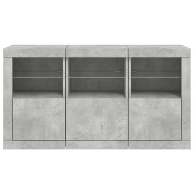 vidaXL Buffet avec lumières LED gris béton 123x37x67 cm