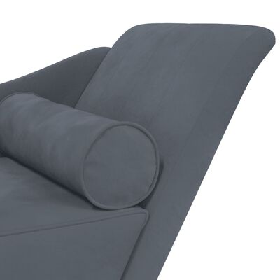 vidaXL Chaise longue avec coussins gris foncé velours