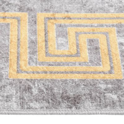 vidaXL Tapis lavable gris et doré 150x230 cm antidérapant