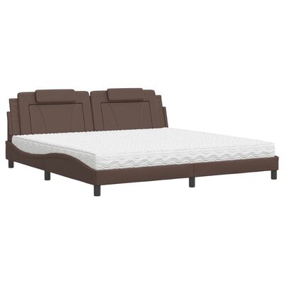 vidaXL Lit avec matelas marron 200x200 cm similicuir