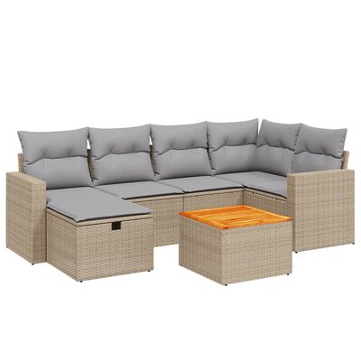 vidaXL Salon de jardin avec coussins 7pcs mélange beige résine tressée