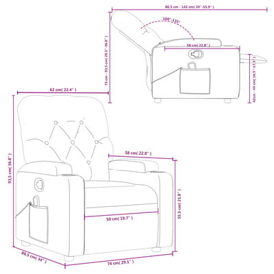 vidaXL Fauteuil de massage inclinable Marron Similicuir