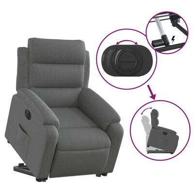 vidaXL Fauteuil inclinable électrique gris foncé tissu