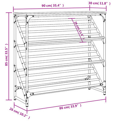 vidaXL Étagère à chaussures chêne sonoma 90x30x85 cm bois d'ingénierie