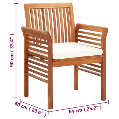 vidaXL Chaises de jardin avec coussins lot de 4 Bois d'acacia massif