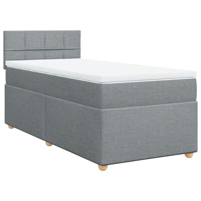 vidaXL Sommier à lattes de lit avec matelas Gris clair 90x200 cm Tissu