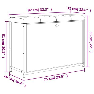 vidaXL Banc à chaussures avec tiroir rabattable chêne fumé 82x32x56 cm