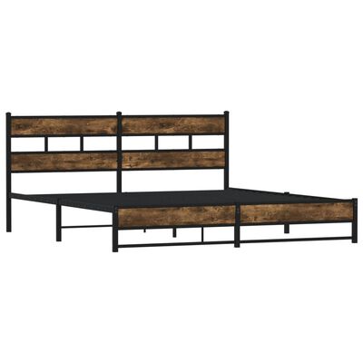 vidaXL Cadre de lit en métal sans matelas chêne fumé 180x200 cm