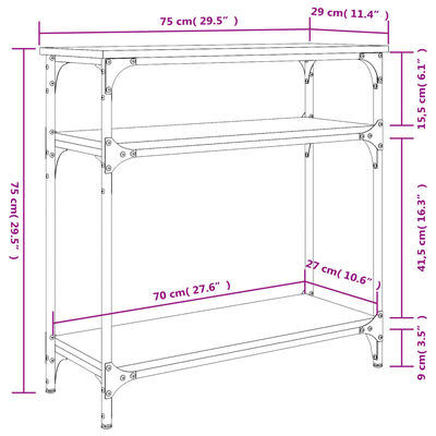 vidaXL Table console sonoma gris 75x29x75 cm bois d'ingénierie